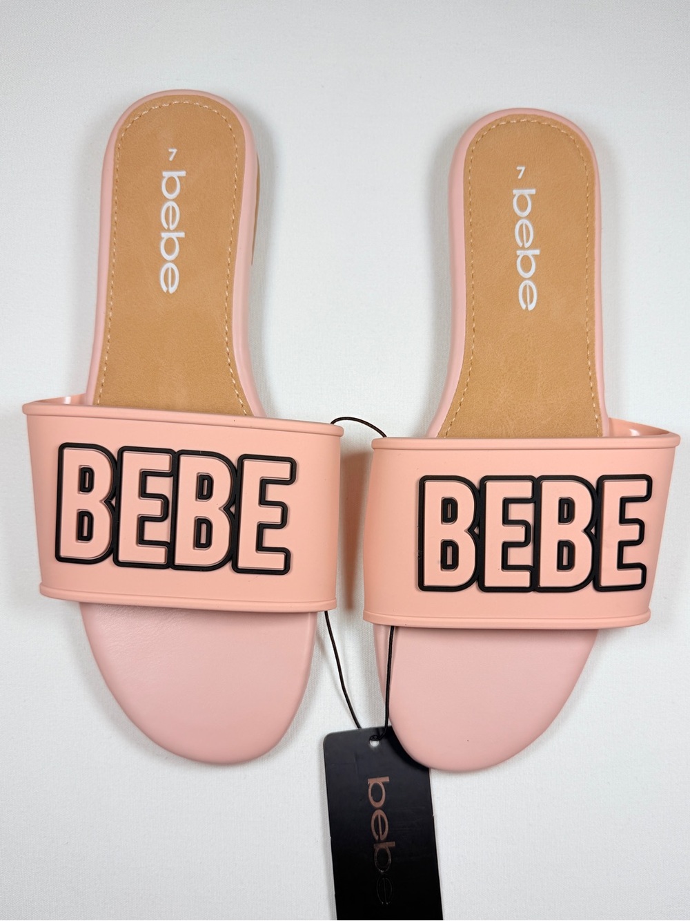 Bebe Blush Pink Logo Slide Sandals Women Size 7 Casual Summer Slip On